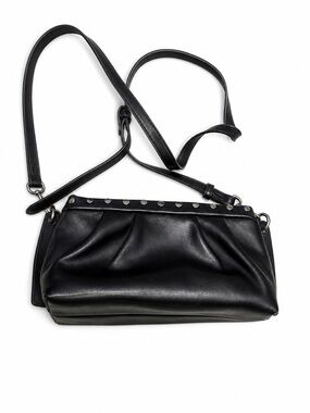 Black Stud-Trim Leather Crossbody Bag